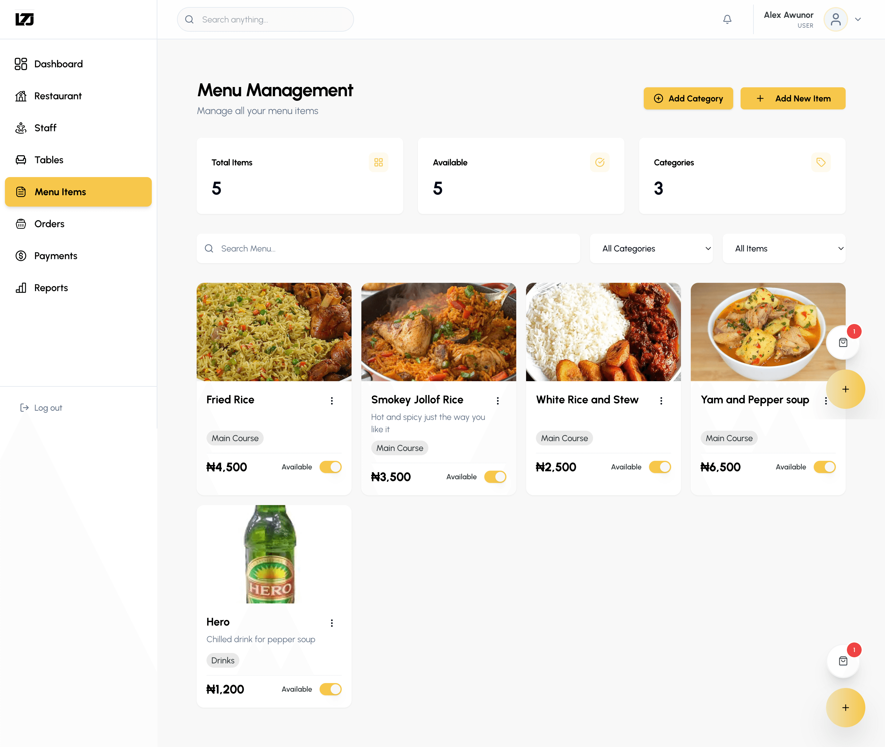 Screenshot: Kitchen Display System
